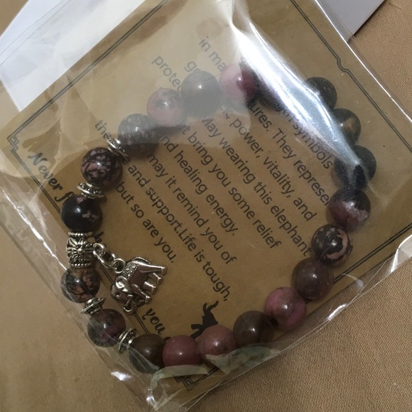 Natural Stone Inspirational Strong Elephant Bracelet - Picture 2 of 4